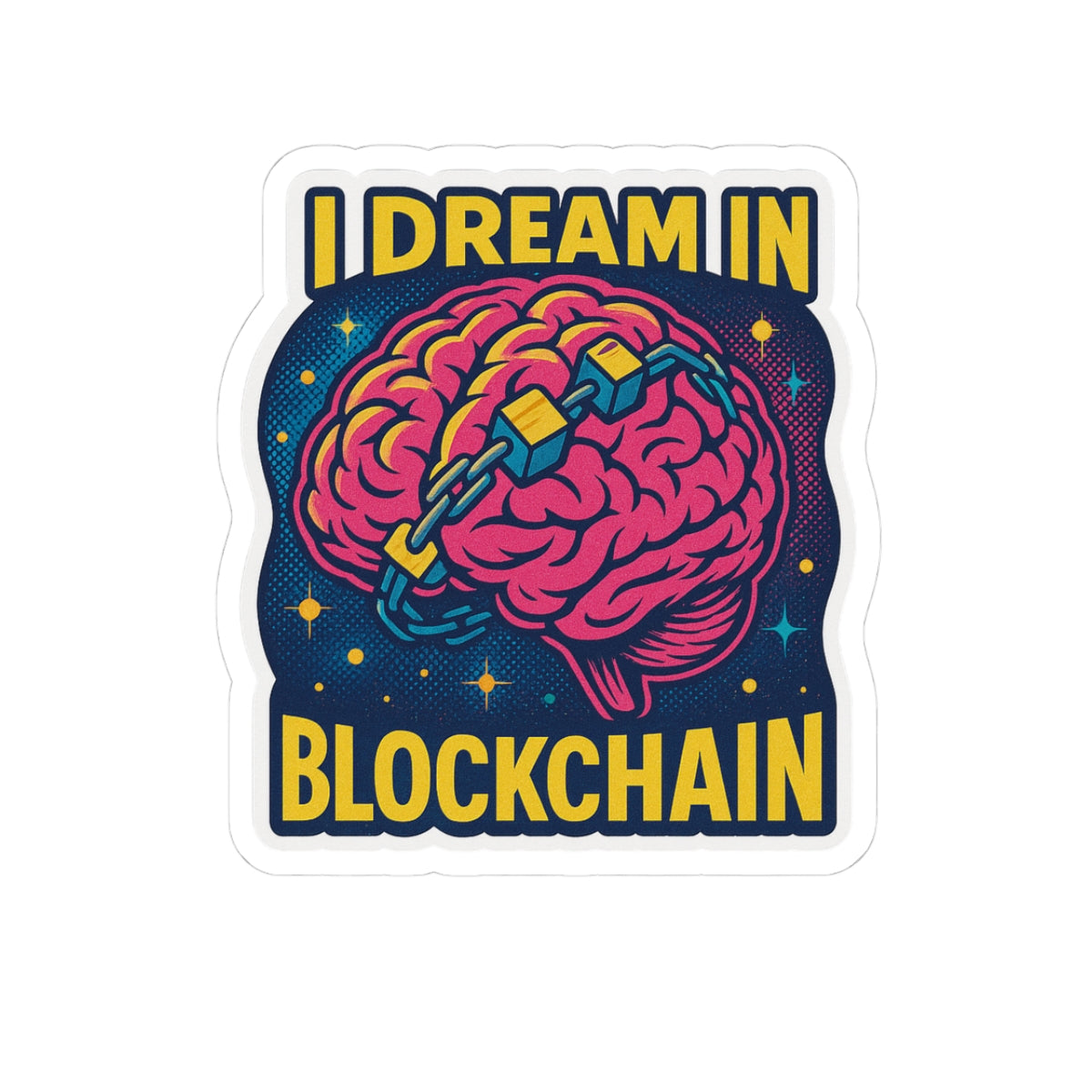 Colorful Blockchain Brain Stickers | Fun Laptop Decals, Unique Gift, Tech Enthusiast Accessories, Quirky Wall Art, Cool Decor