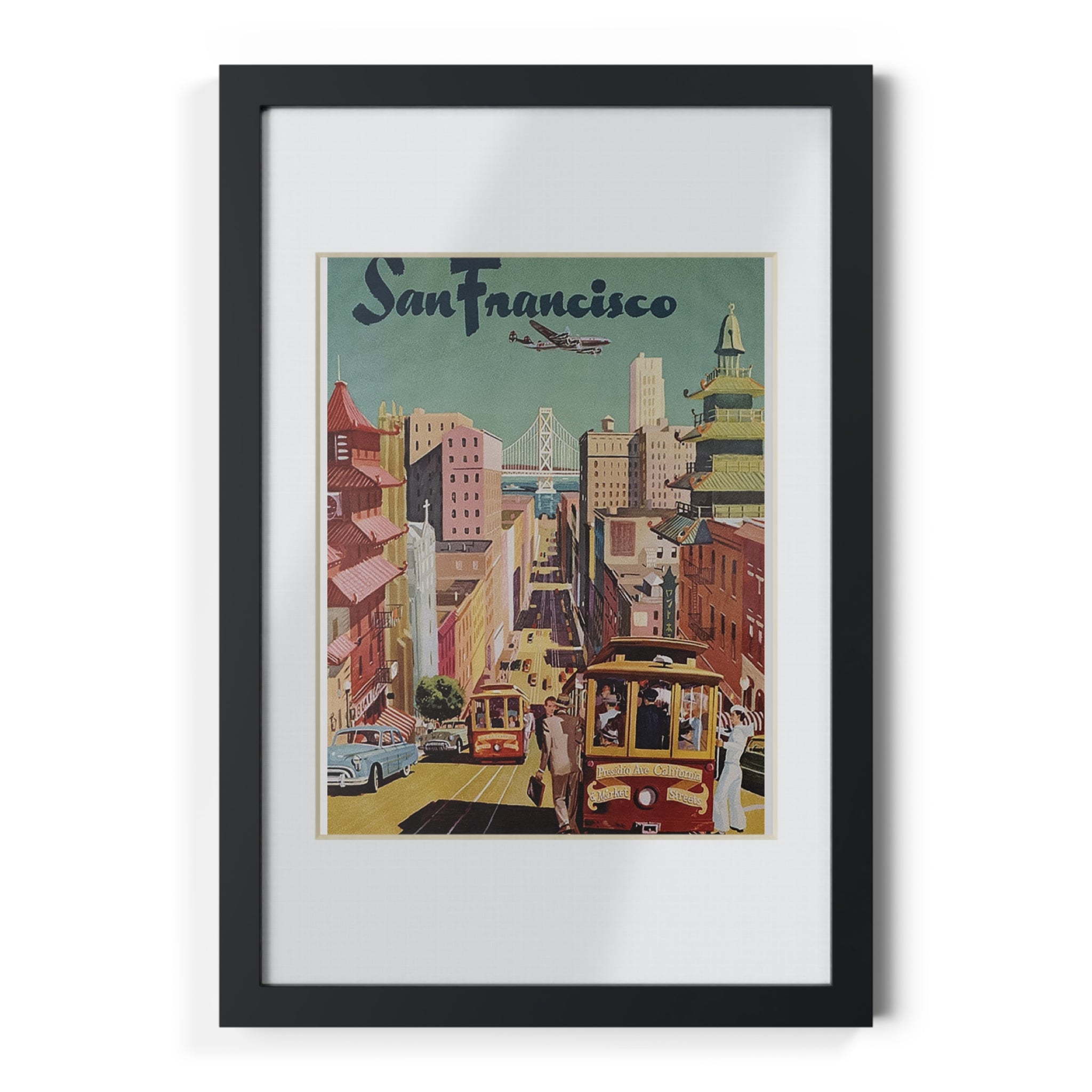 Vintage San Francisco Framed Poster, Wall Art Decor, Retro Print, Home Decoration, Gift for Travelers