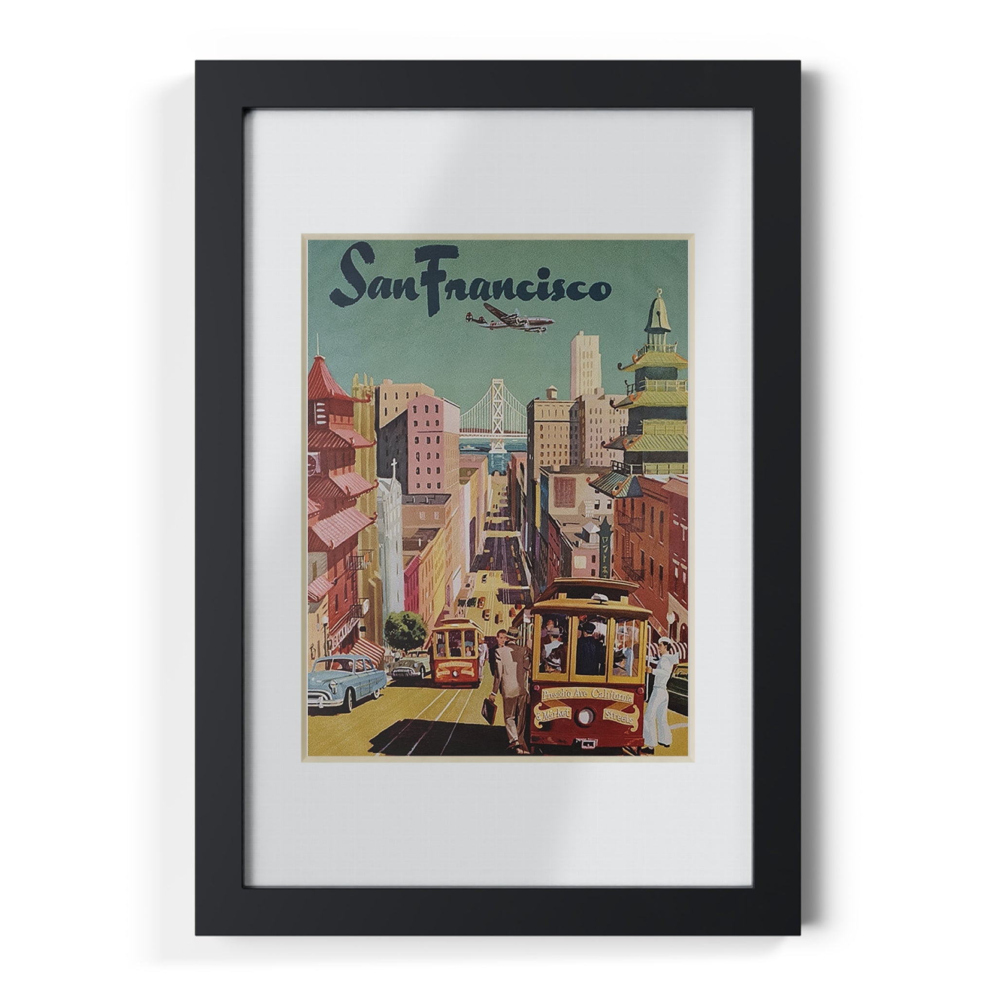 Vintage San Francisco Framed Poster, Wall Art Decor, Retro Print, Home Decoration, Gift for Travelers