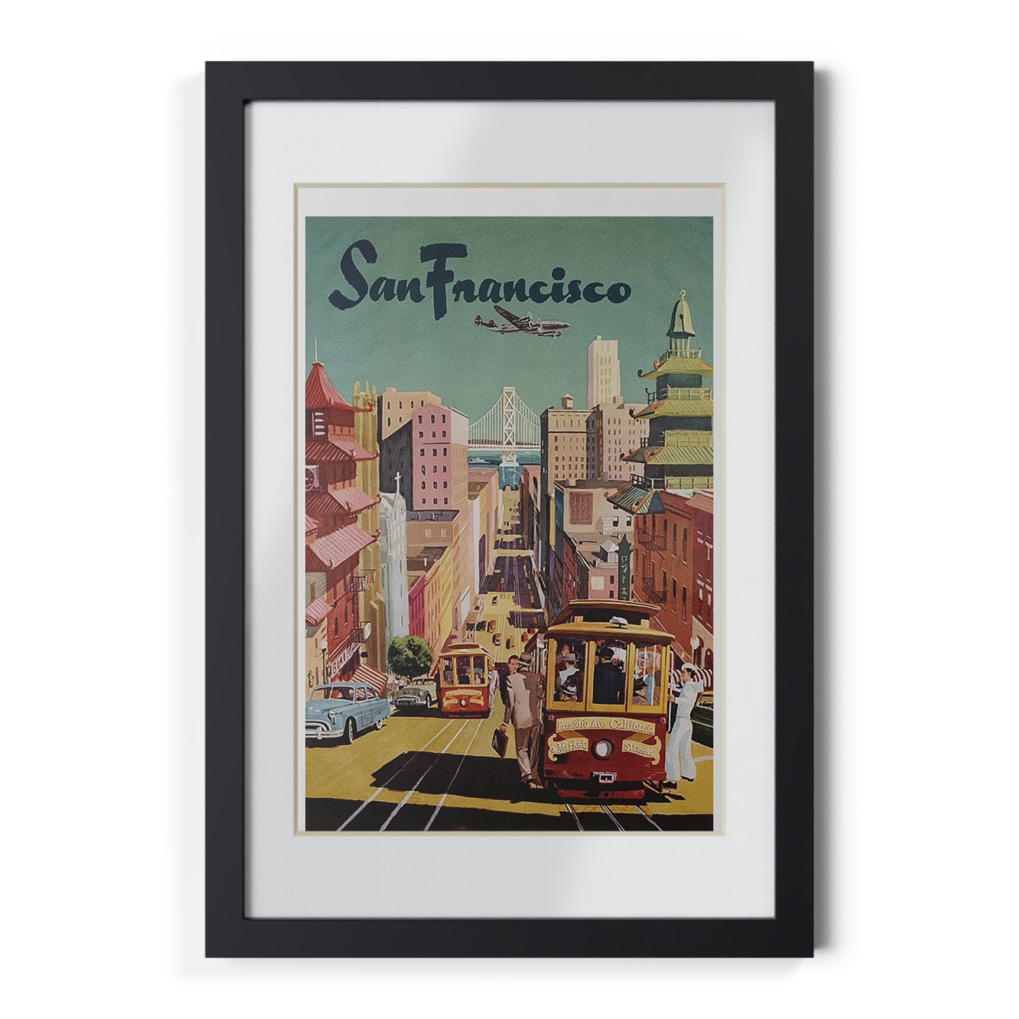 Vintage San Francisco Framed Poster, Wall Art Decor, Retro Print, Home Decoration, Gift for Travelers